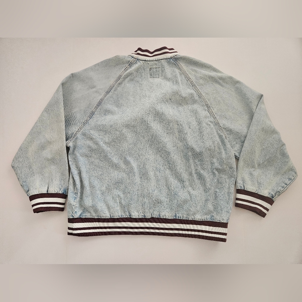 NWT Wild Fable XL Varsity Bomber Jean Jacket - Picture 7 of 7